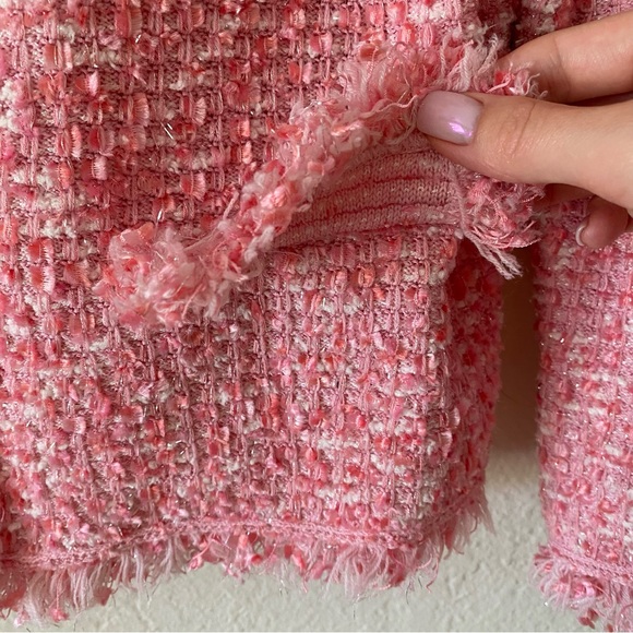 Escada Tweed Jacket Size 44 Pink White Metallic Elegant Barbiecore Elegant - Picture 8 of 11